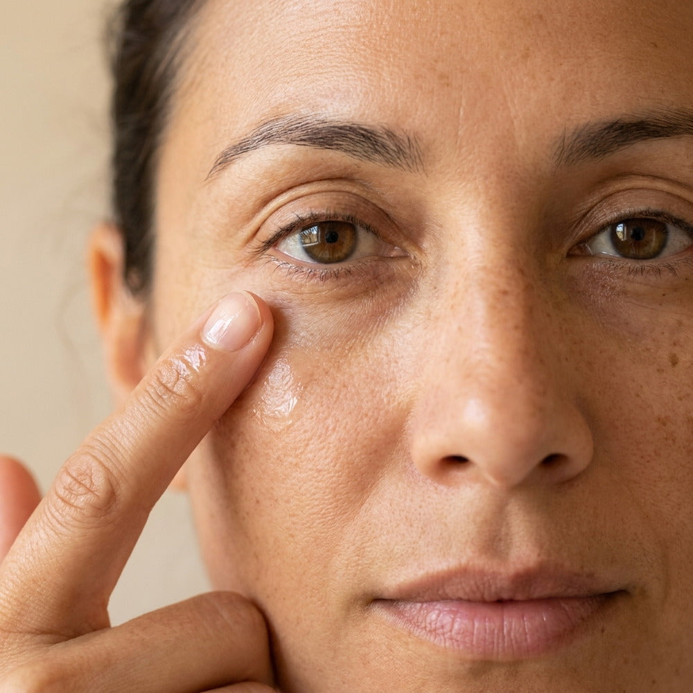 Tapping the cream under the eye